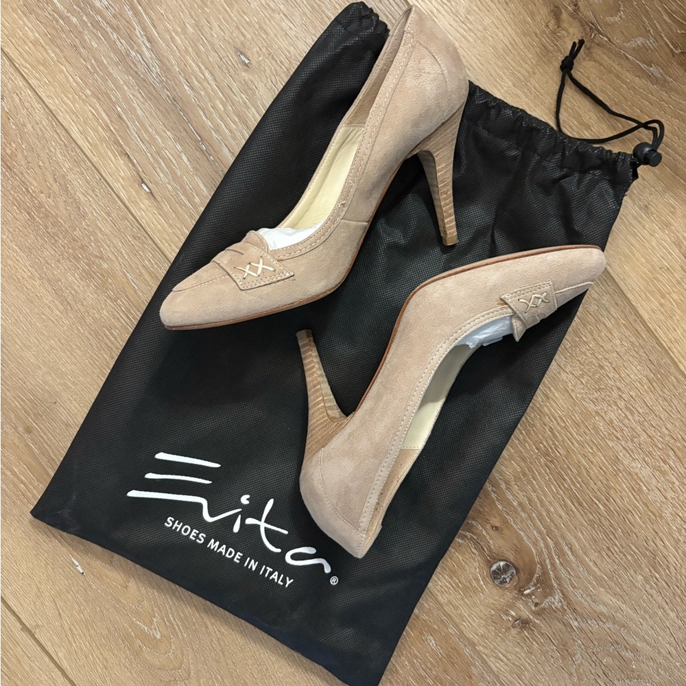EVITA | Cream Suede Heels, Sz 37 (US Sz 6.5) But Run Slightly Larger, Worn Twice